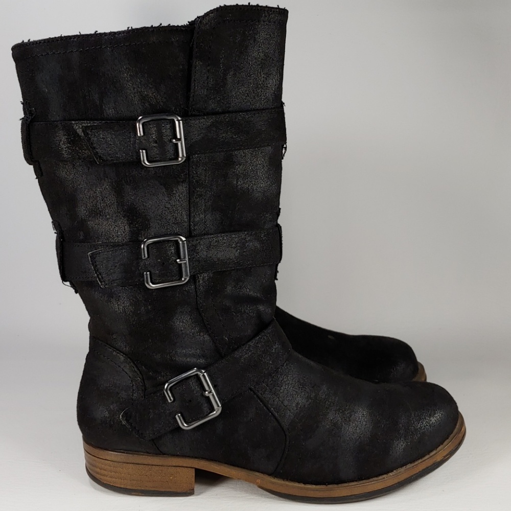 Madeline Stuart Black Moto Riding Boots
